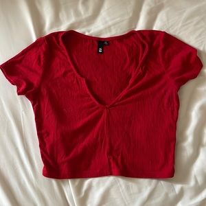 Garage Low Cut Cropped Red Tee